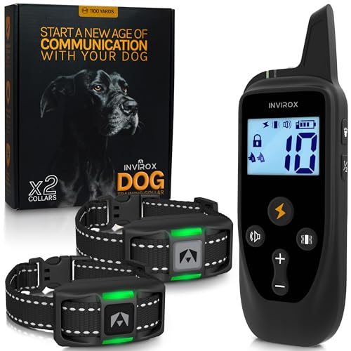 INVIROX 2026 Edition Dog Training Collar with Remote - 123 Level Shock Collar for Dogs, 1100 yd Range, Waterproof Rechargeable System with Manual Bark Control for Stubborn, Reactive, Large Breeds