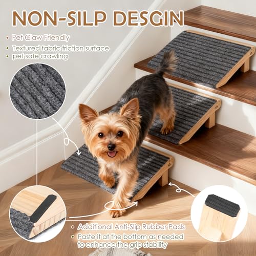 KISIMUY Foldable Wooden Dog Stairs, Slope for Senior & Joint-Sensitive Dogs