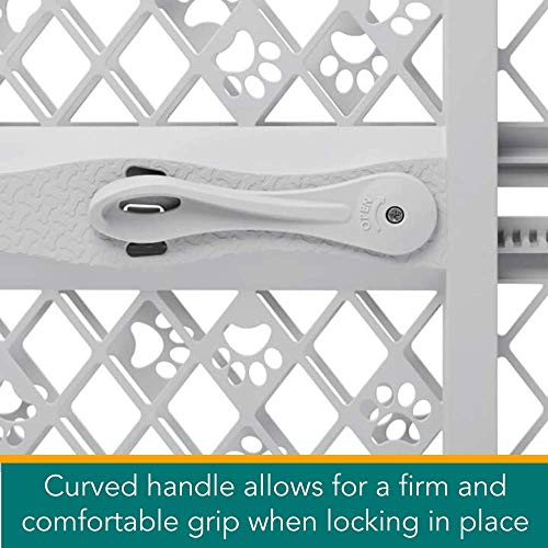 MYPET North States Paws Portable Pet Gate: 26-40" Wide. Pressure Mount. No Tools Needed. Made in USA. Dog Gate 23" Tall, Expandable, Durable Dog Gates for Doorways, Light Gray