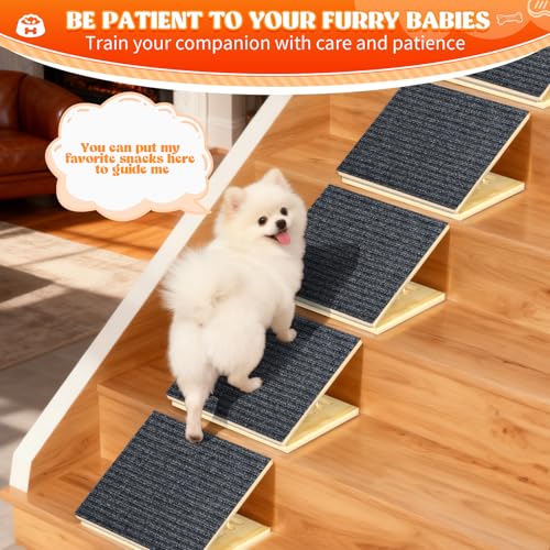 TNELTUEB 4 Pack Upgraded Dog Ramps for Stairs, Adjustable Stair ramp for Dogs,Portable Dog Stairs with Mat for Small Dogs and Cats, Non-Slip Pet Steps for Elderly or Injured Pets
