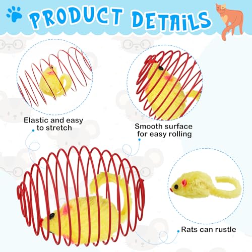 Jecery 5 Pcs Cat Spring Balls Toys Stretchable Rolling Balls Colorful Playful Coils Interactive Action Toy Caged Rats for Kitten Pet Supplies (Mouse,Multicolor)