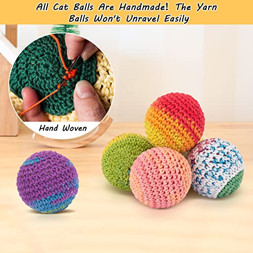 Retro Shaw 6 Pack Cat Toys Balls with Bell Inside, Handmade Crochet Soft Woolen Yarn Interactive Toys for Indoor Kittens Cats, Lightweight Chew Balls for Chase and Bat