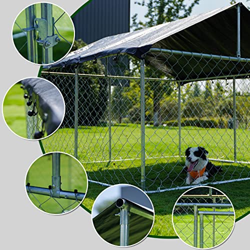 Petony Large Outdoor Dog Cage, Heavy Duty Dog Kennel House Mesh, Big Enclosure Pet Kennel Steel Fence with Secure Lock(78”x 78”)