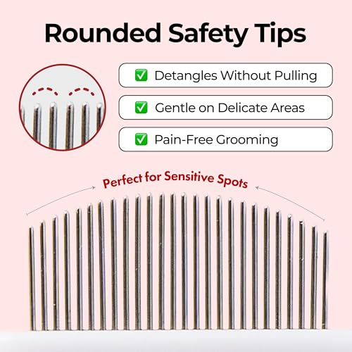JAYU PET Facial Grooming Comb - Dog Eye Combs, Stress-free Eye Gunk Remover for Dogs & Cats, Pet Facial Brush, Cat Grooming Kit, Stainless Steel Deshedding Comb (1ea)