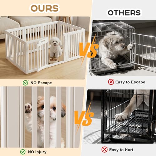 LoveTail Dog Playpen, Clear Dog Pen, Dog Pen Indoor, Easy to Install and Remove Dog Play Pen, Puppy Playpen Suitable for Dogs, Cats,Dog Playpen Indoor (White, 23.6 inch Height, 10 Panels)