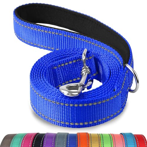 Joytale Dog Leash, 6 FT Double-Sided Reflective, Padded Handle Nylon Heavy Duty Leashes for Medium & Large Dogs Walking, Navy Blue