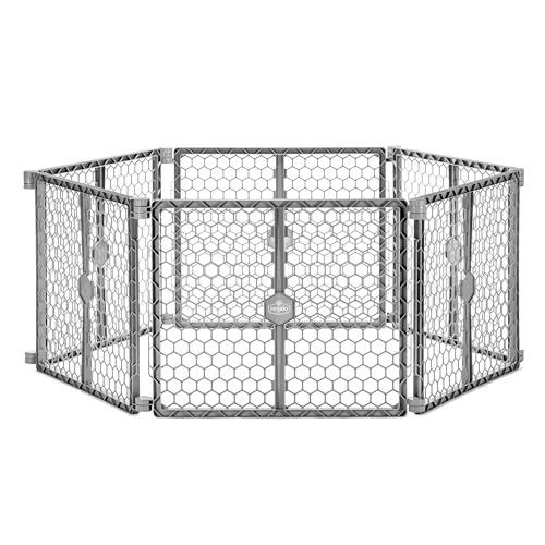 Regalo Safety 192" Super Wide Baby Gate & Play Yard, 2-in-1 Adjustable Playpen for Babies, Toddlers & Pets, Includes Wall Mount Kit, Plastic, Gray