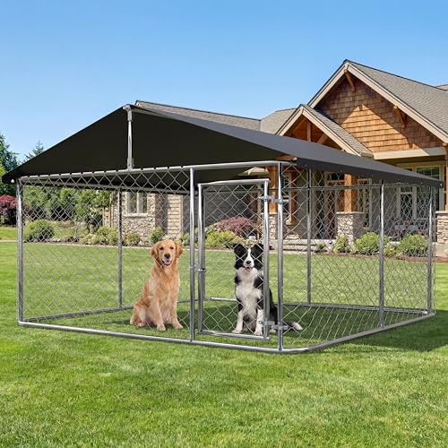 Petony Large Outdoor Dog Cage, Heavy Duty Dog Kennel House Mesh, Big Enclosure Pet Kennel Steel Fence with Secure Lock(78”x 78”)