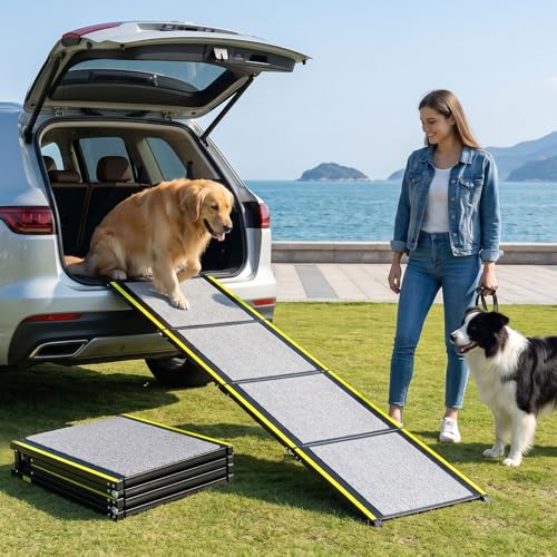 Dog Ramp for Car 71" L*20" W Portable Dog Ramps for Large Dogs with Non-Slip Rug Surface Portable Dog Car Ramp for SUV & Truck,Pet Ramp for Dogs to Get in Car Outdoor&Indoor
