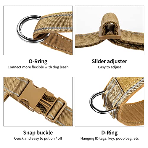 Annchwool No Pull Dog Harness with Soft Padded Handle,Reflective Strip Escape Proof and Quick Fit to Adjust Dog Harness,Easy for Training Walking for Small & Medium and Large Dogs(Brown,L)