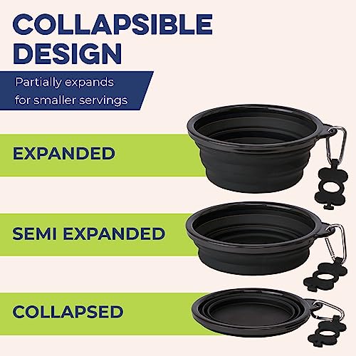 Bonza Collapsible Dog Bowl - Portable Travel Water Bowl for Dogs - Dishwasher Safe Silicone Pet Dish - Collapsible Pet Dish with Carabiner Clip - 50 Oz, X-Large, Navy Blue