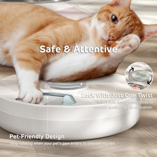Brioche Automatic Wet Food Feeder for Pets - True 6-Meal Cordless Fresh Can Dispenser with Two Ice Packs, Perfect for Newborn Senior Sick Cats and Small Dogs