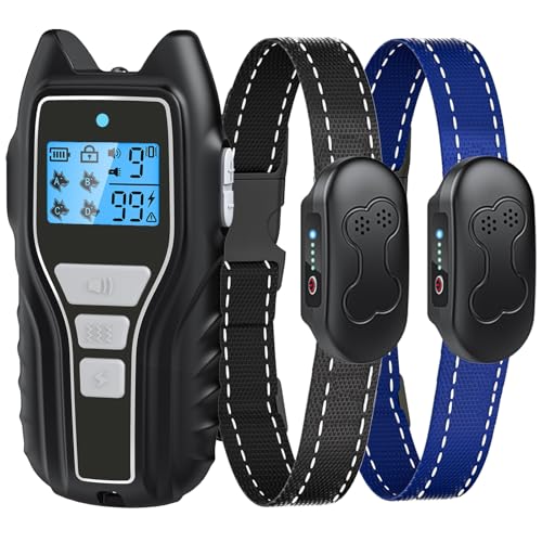 Asrcs Shock Collar for Dogs 2 Dogs (15-120lbs) 2000FT Dog Shock Collar with Remote Control Waterproof Dog Training Collar with Remote 4 Safe Modes Rechargeable Lock Flash Light for All Breeds - BL