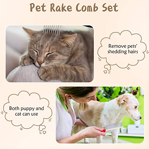 4 Pieces Pet Grooming Kit - Dematting Combs, Slicker Brush, and Steel Comb for Removing Knots and Hair from Dogs, Cats, and Poodles