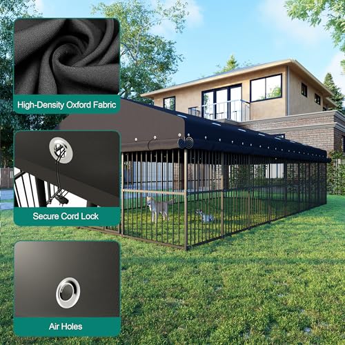 10x20x6 FT Dog Kennel, Outdoor Dog Enclosure with Roof for Large Dogs, Heavy Duty Metal Outside Dog Fence with Triple Safety Locks Secure Dog Cage