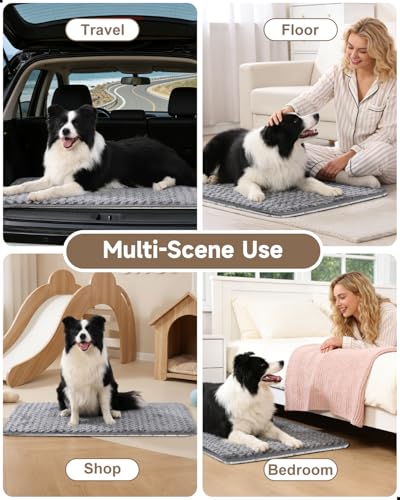 Dog Bed for Crate Pad High Resilience Foam Crate Pad Mat for Medium Large Dogs Washable Anti-Slip, Outdoor, 35" x 22",Dark Gray