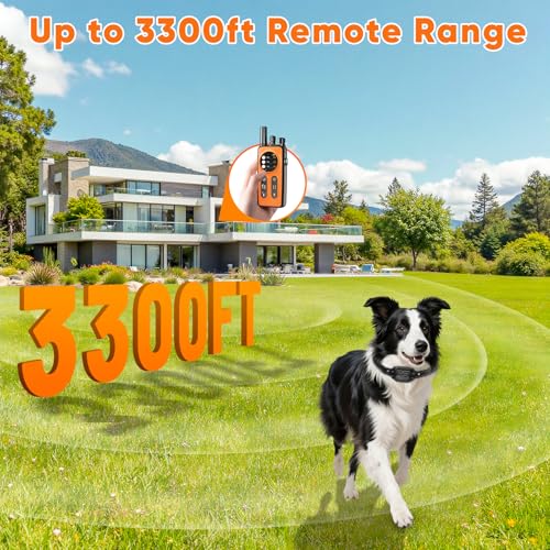 Dog Shock Collar 2 Dogs, 3300ft Dog Training Collar with Remote, Real-time Dual-Channel Remote with 3 Training Modes, Beep, Vibration, Safety Shock, Light, Fits 8-120 lbs All Breeds Sizes - Orange