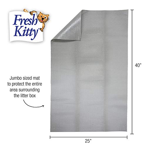 Fresh Kitty Durable XL Jumbo Foam Litter Mat – Phthalate and BPA Free, Water Resistant, Traps Litter from Box, Scatter Control, Easy Clean Mats – Gray, Model Number: 9051