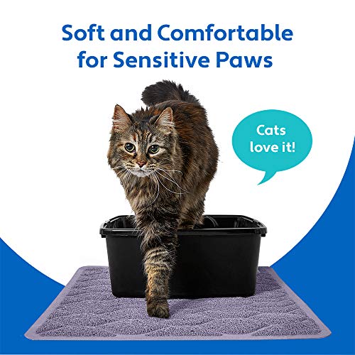 MIGHTY MONKEY Waterproof BPA Free Cat Litter Box Trapping Mat, Easy Clean Floors, Textured Backing, Soft on Sensitive Kitty Paws, Cats Accessories, Less Waste, Stays in Place, 24x17, Purple