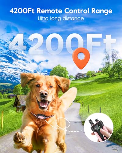 SLOPEHILL Dog Shock Collar - 4200FT Dog Training Collar with Remote,IPX8 Waterproof E-Collar with Beep,Vibration,Shock,Flash Light,No Shock Mode,Shock Collar for Small Medium Large Dog 8-140lbs,Pink