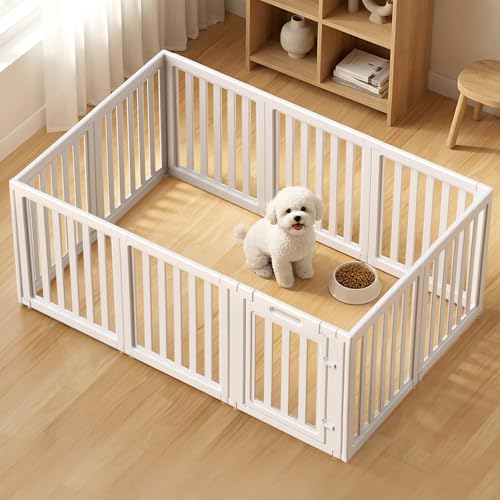 LoveTail Dog Playpen, Clear Dog Pen, Dog Pen Indoor, Easy to Install and Remove Dog Play Pen, Puppy Playpen Suitable for Dogs, Cats,Dog Playpen Indoor (White, 23.6 inch Height, 10 Panels)
