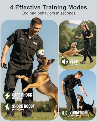Jugbow Dog Shock Collar - 4500FT Dog Training Collar with Remote, IPX8 Waterproof Electric Dog Collar with 4 Training Modes, Security Lock, Rechargeable eCollar for 10-120lbs Small Medium Large Dogs