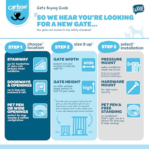 Carlson 29.5–36.5” Extra Wide Dog Gate with Small Pet Door, Walk-Through Pressure Mounted Metal Indoor Pet Safety Gate, Tested and Trusted by Pet Parents, American Designed, American Owned
