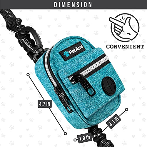 PetAmi Dog Poop Bag Holder For Leash, Dog Pet Waste Bag Dispenser For Poop With Clip For Doggie Puppy Walking Accessories Travel Camping, Dog Treat Pouch Supplies, Blue