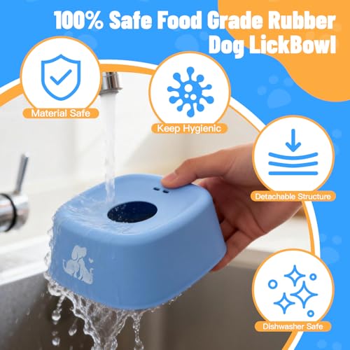 TUGFREE Slow Feeder Dog Bowls, Lick Sphere Puzzle Feeder for Liquid Treats, Non-Spill Puppy Lick Bowl for Bone Broth & Yogurt, Interactive Slow Eating Toy for Anxiety Relief, Boredom and Post-Op Care