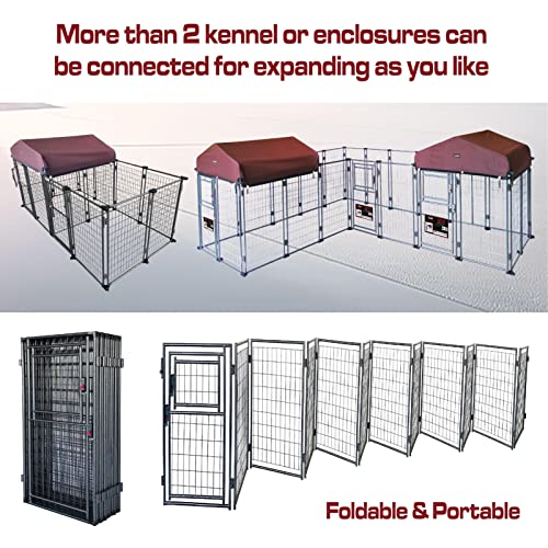 My Pet Companion 8'*4'*5' Dog Kennel Outdoor with Roof Cover for Large Dogs Heavy Duty Dog Fence Welded Wire Catio Retriever Dog Playpen