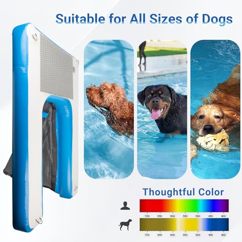 Toriexon Inflatable Water Ramp for Dogs 60" L x 40" W - Durable, Puncture-Resistant Surface Ensures Safe and Easy Access to Water for Dogs Up to 230 Pounds, Perfect for Pools, Lakes, and Beaches