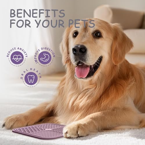 ChefAide 2 Pack Lick Mat for Dogs,Cats,Upgraded 8.5×8.5 inches Licking Mats with Suction Cups,Slow Feeder Licking Pad for Anxiety Relief and Boredom Reducer,Suitable for Dog Training Set 4