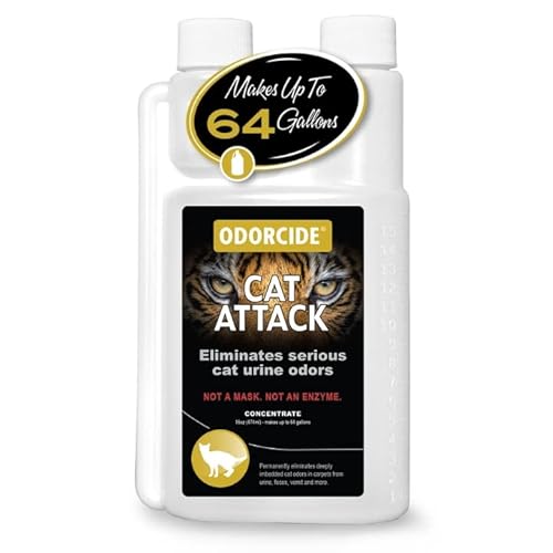 Odorcide Cat Attack Concentrate Odor Eliminator - Cat Urine Remover for Carpet & Upholstery - Litter Box Odor Eliminator - 16 oz