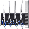 Gimars Titanium Coated Professional 6 in 1 4CR Stainless Steel Dog Grooming Scissors with Safety Round Tip, Heavy Duty Pet Grooming Scissor for Dogs, Cats and Other Animals