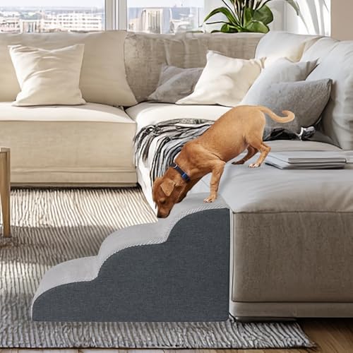 OYLZ Pet Steps Dog Stairs for Sofa Couch and Bed High Density Sponge Pet Ramp with Removable Washable Cover Non-Slip Base Stable Dog Steps 15.7" H