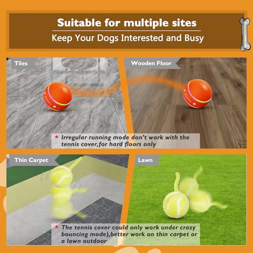 PetDroid Interactive Dog Toys Dog Ball, [Newly Upgraded] Durable Motion Activated Automatic Rolling Ball Toys for/Small/Medium/Large Dogs,USB Rechargeable(Orange)