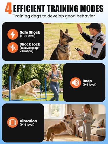2-in-1 Dog Bark & Shock Collar, Dog Training Collar with 4 Training Modes Beep/Vibration/Shock/no Shock, 3300FT Remote, IPX7 Waterproof E Collars with AI Anti Barking for Small Medium Large Dog
