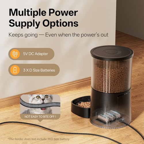 PETULTRA Automatic Cat Feeder WiFi- 5Ghz Cat Food Dispenser with APP Remote Control- Auto Pet Feeder for Small Dog Indoor- Easy to Set Up and Clean- Dual Power with Desiccant Bag Keep Fresh