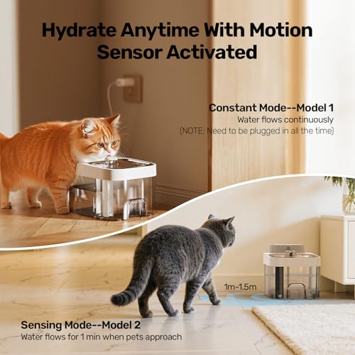 HAPAW Cat Water Fountain, Wastewater Separation & No Filter Cotton, Pet Water Dispenser with 101oz/3L Large Capacity Tank, Wireless Automatic Water Fountains for Cats Indoor Cat Watering Supplies