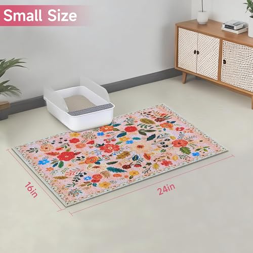 YOSEPATI Cat Litter Mat, 24" x 16" Litter Box mat, Upgrade Non-Slip Kitty Litter mat, Traps 100% Litter, Soft on Kitty Paws, Easy Clean for Scatter Control, Bohe cat Food mat, Urine Waterproof