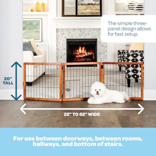Carlson 22"-62" Super Wide Dog Gate with Small Pet Door, Premium Wooden 3-Panel Pet Gate for Doorways & Hallways