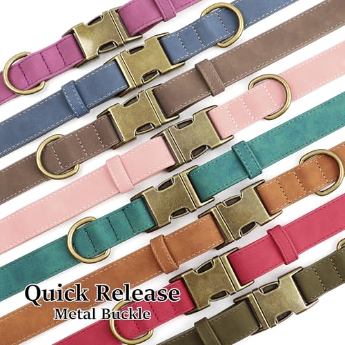Didog Soft PU Leather Dog Collar, Stylish Quick Released Dog Collars for Small Dogs, Easy Clean Adjustable Pet Collar for Daily Walking, Light Brown, S Fit 10-15" Neck