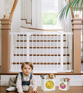 Cumbor 29.7-48" Baby Gate for Stairs, Mom's Choice Awards Winner-Dog Gates for Doorways, Auto Close Safety Pet Gate for Dogs Indoor, Easy Install Pressure Mounted Child Gate with Walk Thru Door, White