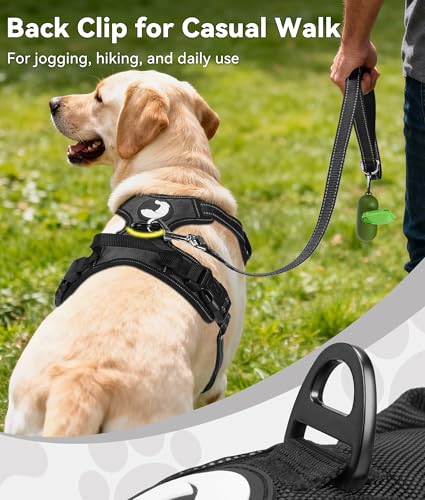 Joytale No Pull Dog Harness Medium Sized Dog, Reflective Pet Vest with Front Clip, Adjustable Soft Padded Harnesses with Easy Control Handle for Training and Walking, Black, M