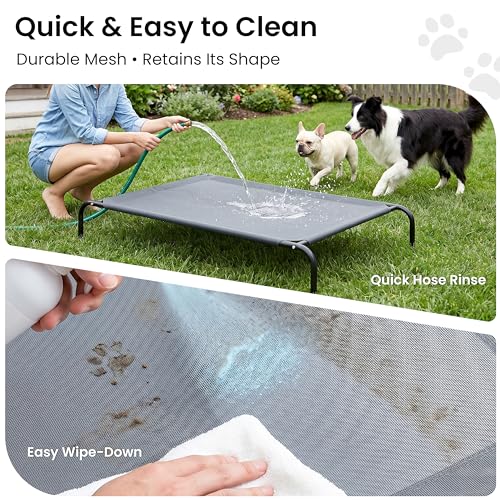 Love's cabin Elevated Cooling Dog Bed for Large Dogs, Portable Indoor & Outdoor Raised Pet Dog Cat Cot, Durable Summer Frame with Breathable Mesh, Grey, 48 inches