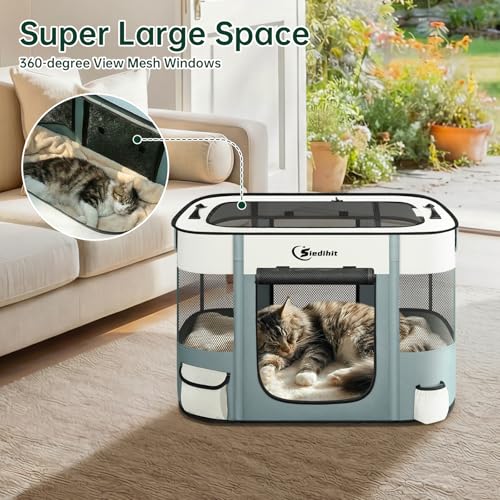 Dog Playpen,Cat Pet Puppy Pen,Portable Playpens for Dogs Indoor Outdoor Travel Camping Use,Foldable Dog Kennel Tent Crate for Rabbit Small Animals with Carrying Case (Grey, Small)
