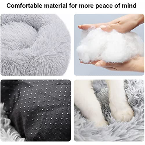 Dog Bed for Small Medium Large Dogs Cats, 20 inch Calming Washable-Round Cozy Soft Pet Bed for Puppy and Kitten with Slip-Resistant Bottom
