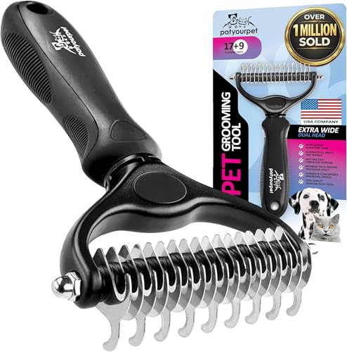 Pat Your Pet Deshedding Dog Brush For Shedding – Cat Brushes For Indoor Cats, Double-Sided Cat Brush Deshedding & Grooming Tool For Long Haired And Short Haired Dogs, Skin-Friendly