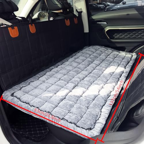 AEEISHOMEREFORM Backseat Pet Bed Mat, Truck Plaid Dog Bed for Car Back Seat, Deluxe Dog Seat Covers, Non-Slip Travel Pet Mat, Fit for Backseat Extenders and Trucks SUVs (Grey, 24.8x54 inch)