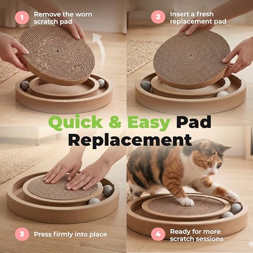 Best Pet Supplies Catify Cat Scratcher, Fun Interactive Scratchers, Posts, Poles, Claw Safe, Furniture Saver Indoor Play Support Natural Cat Behaviors Heavy Duty - Round(5 Pack)